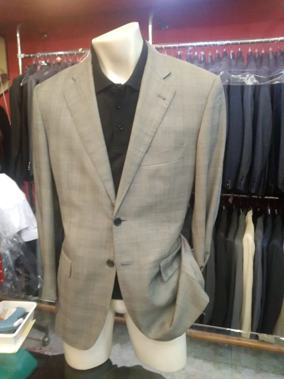Americana gris de cuadro fino, vista 4