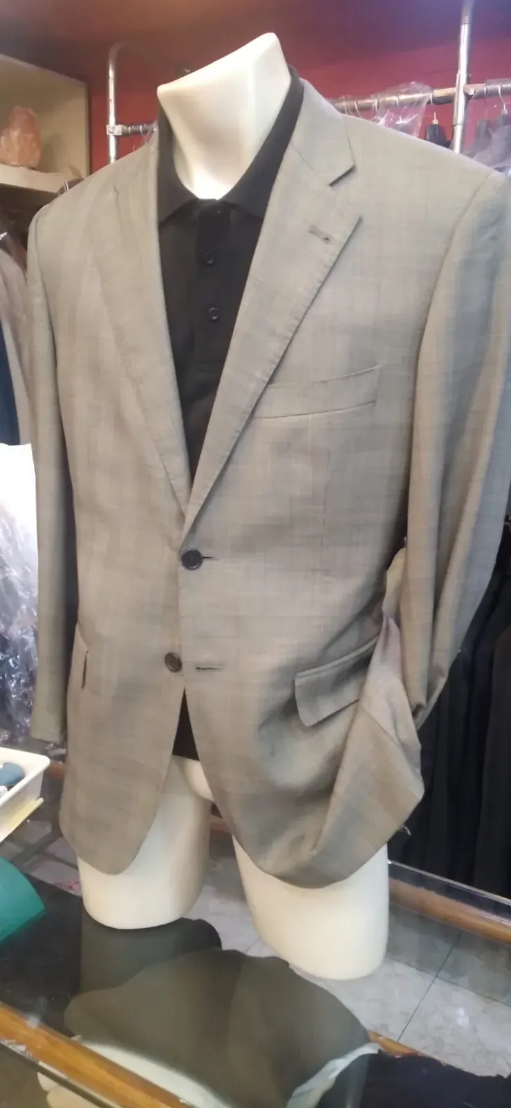 Americana gris de cuadro fino, vista 8