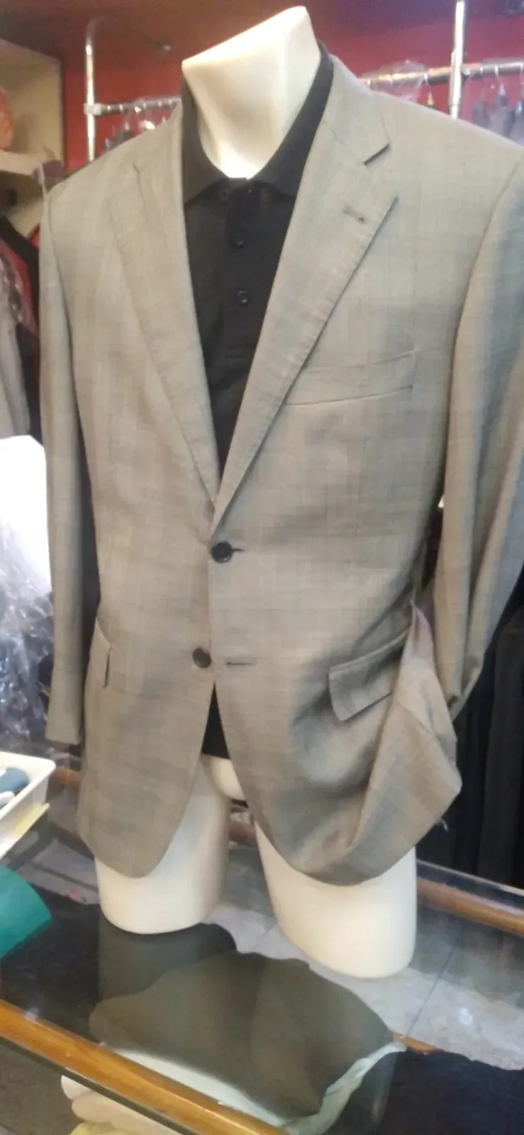 Americana gris de cuadro fino, vista 9